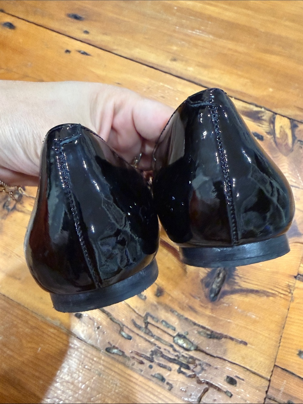 kate spade Black Patent Leather Ballet Flats with Glitter Bear Toes Size 7 M - Picture 7 of 10